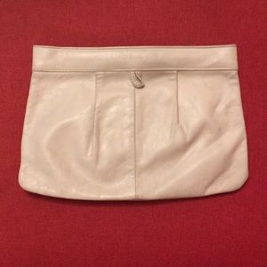 Cream white vintage leather clutch